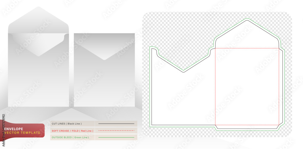 Vetor Die cut or die line envelope wedding invitation templates for ...