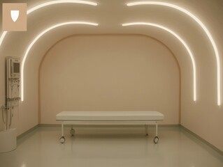Poster - Futuristic Longevity Clinic Room with Medical Devices and Lime Green Theme