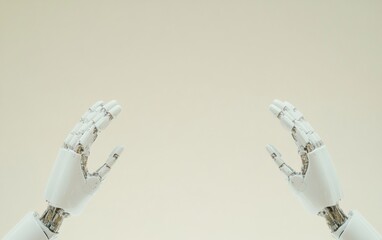 Aufkleber - Symmetrical Robotic Arms in Soft Cream Backdrop - Abstract Sci-Fi Long Exposure