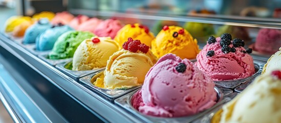 Canvas Print - A display case filled with colorful scoops of ice cream.