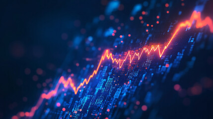 Wall Mural - chart line graph stock market tecnology concept