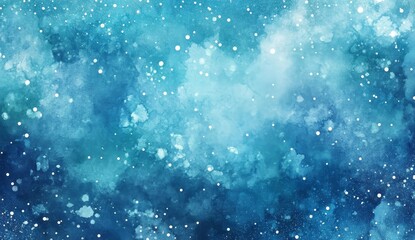 Poster - Abstract blue watercolor background with white dots.