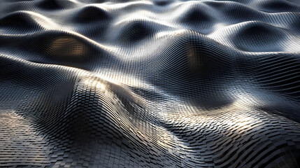 Canvas Print - Dynamic undulating surfaces of carbon fiber that play with light and shadow to create a 3d effect. Light and Shadow Play. Illustration