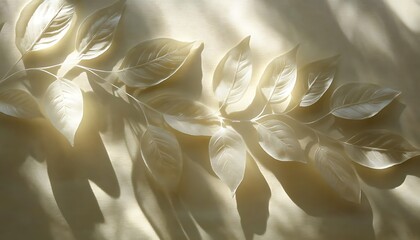Poster - A delicate display of translucent leaves illuminated by soft light, creating gentle shadows on a textured surface.