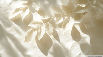 Poster - A close-up view of delicate fabric featuring leaf-like patterns casting soft shadows in warm light.