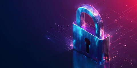 Leinwandbilder - Glowing padlock protecting network security in digital world