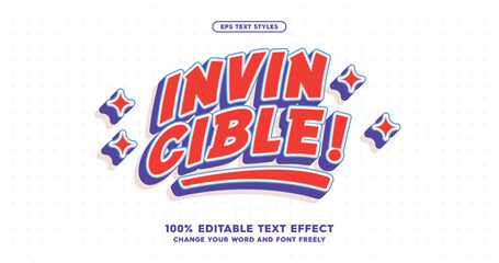 Poster - invincible: comic-inspired text effects in red uppercase with a bold navy shadow and white outline. 