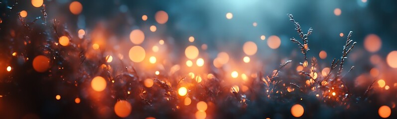 Fototapete - A captivating display of glowing orbs in a soft blue and orange blend, creating a mesmerizing, dreamlike atmosphere.