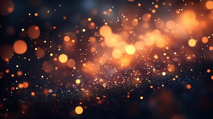 Leinwandbilder - A vibrant background featuring sparkling orange and golden bokeh effects against a dark backdrop, creating a magical and festive atmosphere.