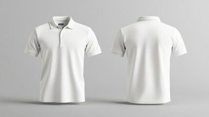 blank white polo tshirt template for men front view product mockup