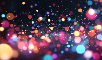 Leinwandbilder - A vibrant display of colorful bokeh lights against a dark background, creating a mesmerizing and dreamy effect.