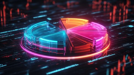 Poster - Colorful Digital Pie Chart on Abstract Background
