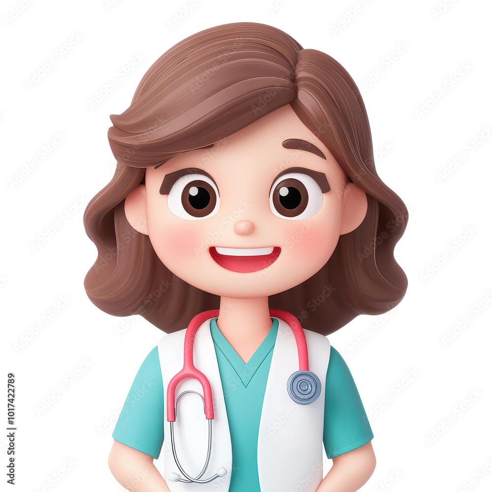 A cheerful nurse emoji in a modern, flat style, representing care and ...