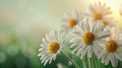 Wall Mural - Discover a serene chamomile field, vibrant blooms basking in the sun, creating a perfect summer flower backdrop.