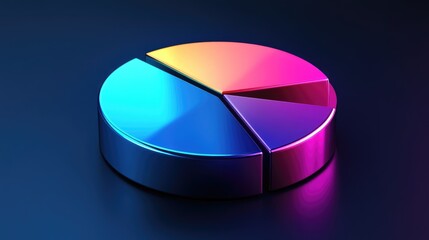 Poster - Sleek Colorful 3D Pie Chart on Dark Background
