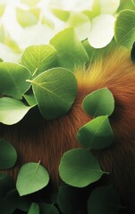 Poster - Eco-Friendly Design with Faux Fur and Green Leaves Highlighting Sustainability and Nature