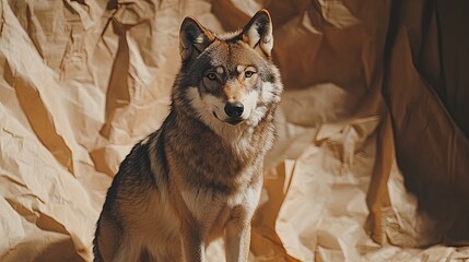 wolf isolated on paper background