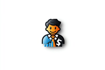 Poster - Simple minimalist icon of a person with a dollar sign and a chart, symbolizing the focus on individual customer value in business