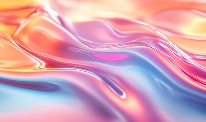Aufkleber - A vibrant, flowing abstract design featuring waves of pink, orange, and blue colors that create a smooth, glossy texture.