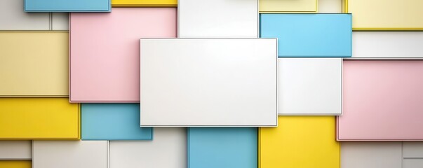 Poster - Colorful 3D Geometric Background with Layered Shapes
