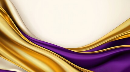 Poster - Silky Gold and Purple Waves on Fabric Background