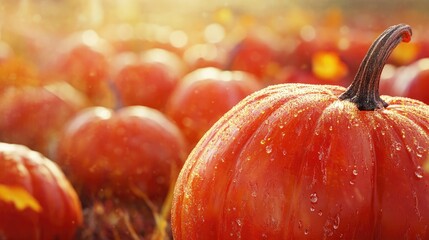 Sticker - pumpkin closeup in autumn