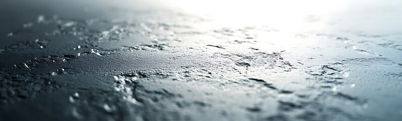 Aufkleber - A close-up view of a wet surface with droplets, reflecting light and creating a serene, textured appearance.