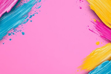 Poster - Abstract grunge  background with brush strokes, featuring pink, blue, and yellow colors for a vibrant and modern design.