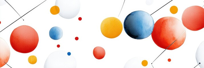 Poster - Abstract watercolor circles and lines pattern, representing creativity, connection, energy, movement, and growth.