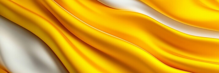 Poster - Abstract yellow and white wavy fabric texture, representing fluidity, movement, and elegance.  Perfect for backgrounds, design elements, and creative projects.