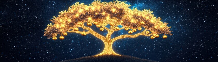 Sticker - Golden Tree with Stars