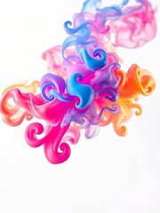 Colorful smoke abstract on white background fire design Smoke Explosion Backdrop