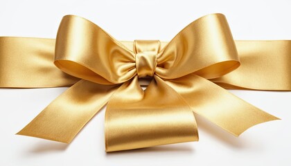 Champagne Gold bow and ribbon isolated Birthday or Christmas banner 1