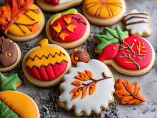 Canvas Print - Autumn Themed Vibrant Cookies on Display