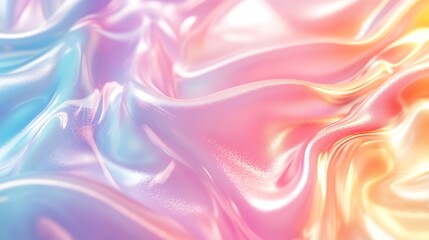Poster - A vibrant, flowing fabric with a smooth, silky texture, showcasing a blend of pastel colors, creating a dreamy and ethereal atmosphere.