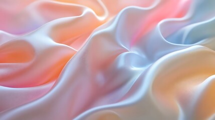 Fototapete - A soft, flowing fabric with pastel hues of peach and blue, creating a serene and elegant visual texture.