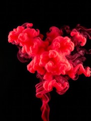 Crimson color smoke on black background Smoke Explosion Backdrop