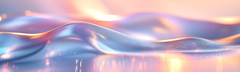 Aufkleber - A shimmering, abstract representation of a fish gliding through iridescent waves, showcasing a blend of vibrant colors and fluid motion.