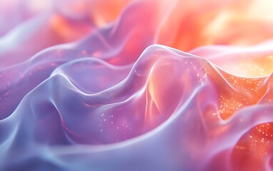 Poster - A close-up of colorful, flowing fabric with soft waves and glimmers, creating a visually mesmerizing and ethereal effect.