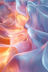Aufkleber - A mesmerizing flow of vibrant waves, blending soft colors of blue and orange, creating a dreamy, ethereal atmosphere.