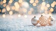 © tashechka - Soft snowflakes dance in the air, settling on glimmering baubles that evoke the magic of the winter holiday season