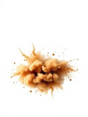 Brown sand explosion isolated on white background abstract sand cloud backdrop Smoke Explosion Backdrop