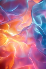 Poster - A vibrant, abstract display of flowing colors with a blend of orange, pink, and blue, showcasing smooth transitions and a dynamic texture.
