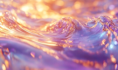 Poster - A mesmerizing close-up of shimmering, colorful water waves reflecting light, creating a dreamy and tranquil atmosphere.