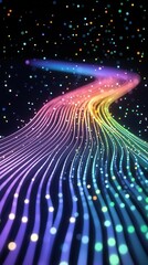 Wall Mural - Abstract Rainbow Light Trails with Bokeh Effect.