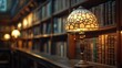 © MINHOO - A  Lamp Illuminating a Library Bookcase