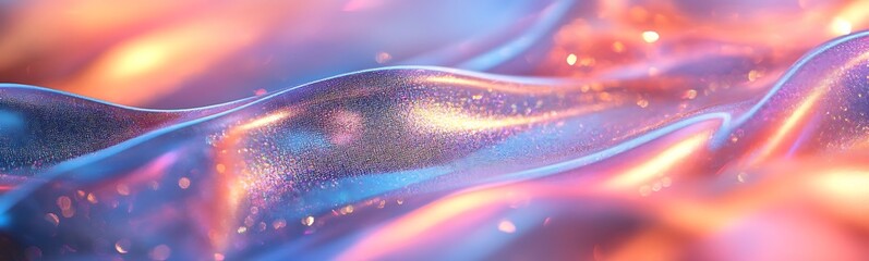 Poster - A vibrant, flowing abstract image with shimmering waves and sparkling lights, creating a sense of depth and movement.