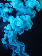 Blue green smoke on black ink background colorful fog abstract swirling ocean sea acrylic paint pigment underwater Smoke Explosion Backdrop