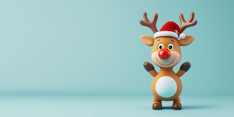 Sticker - 3D render of a cute Christmas reindeer character, generative AI