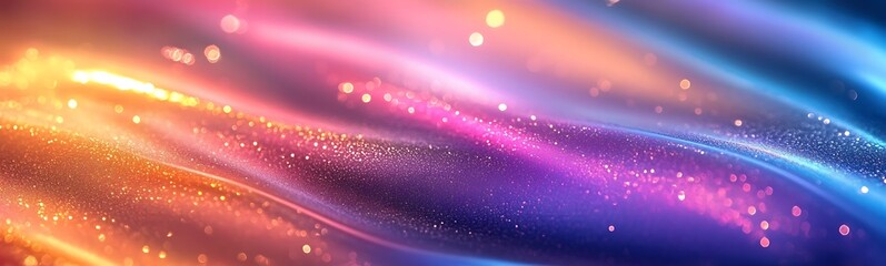Aufkleber - A vibrant, swirling abstract background with colorful waves of blue, purple, and orange, enhanced by sparkling particles.